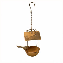 (Birdhouse) 1 piece Rust Color Hanging Bird Feeder, Wildlife Water Feeder, Patio Home Pendant, Iron Ornament, Outdoor Garden Craft - Great
