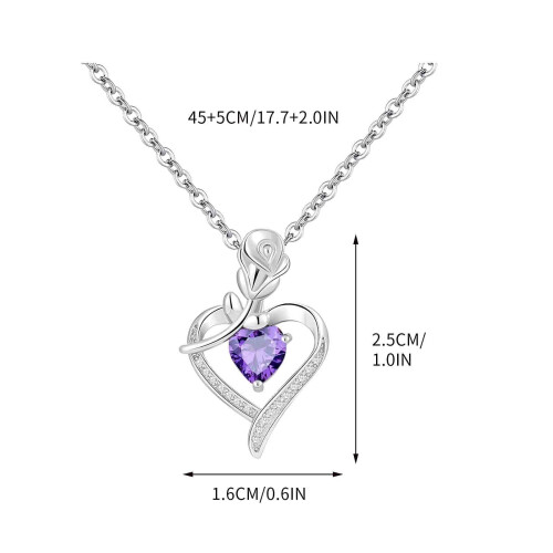 Collar con colgante de corazón bicolor con microincrustaciones 2
