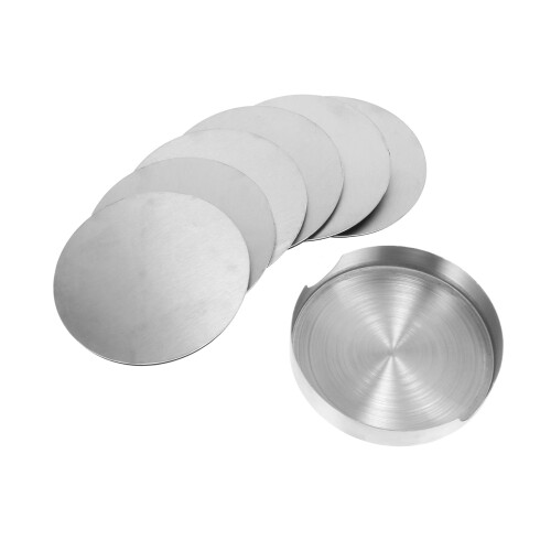 Stainless Steel Coaster Set with Holder 1