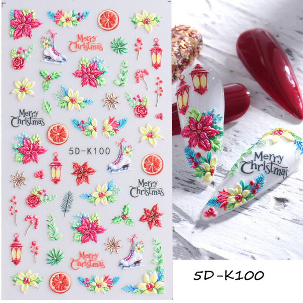 Christmas nail art stickers with Santa snowflake elk