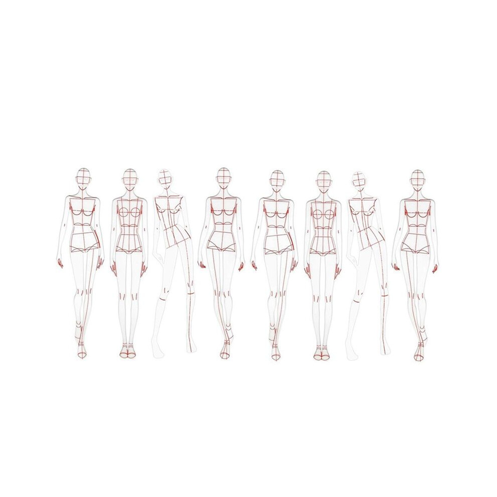 Fashion Illustration Ruler Sketch Template Sewing Ruler Humanoid Pattern Measuring Clothes,B 4712372691392