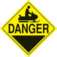 Voss reflective trail sign Snowmobile Danger 12x12 in