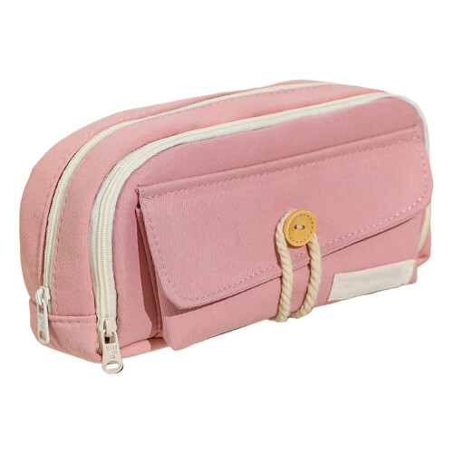 Hariumiu pencil case with buttons 3-compartment cotton rope 1
