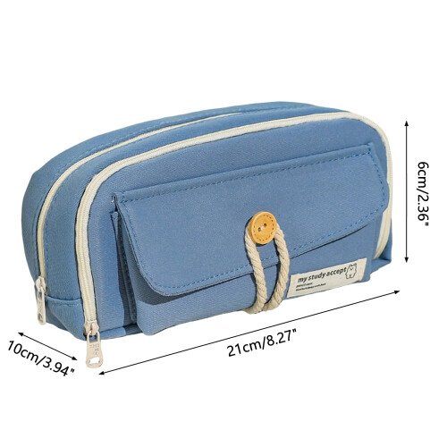Hariumiu pencil case with buttons 3-compartment cotton rope 2