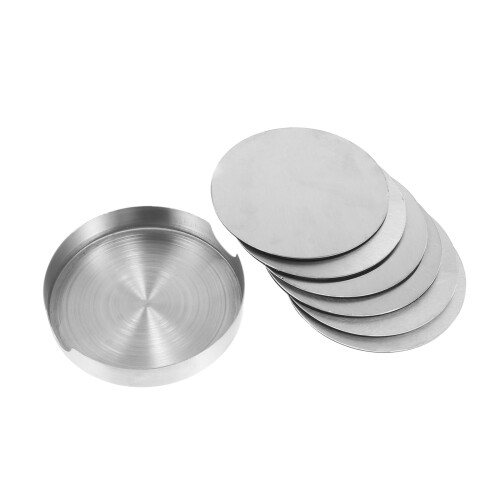Stainless Steel Coaster Set with Holder