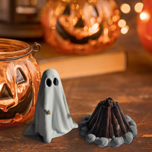 Ghost Fire Resin Ornament Halloween Decoration Set 2