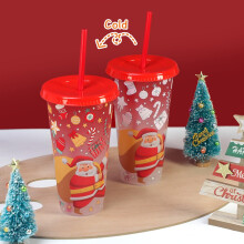 Color Changing Cup with Lid 710ml Santa Design
