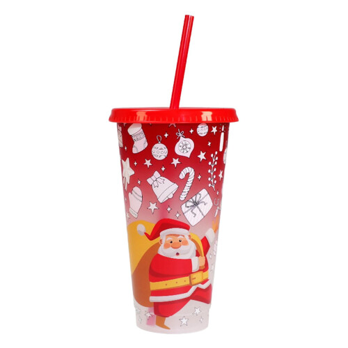 Color Changing Cup with Lid 710ml Santa Design 1