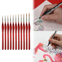 Miniature Detail Paint Brush Set Natural Wood Handle 12pcs