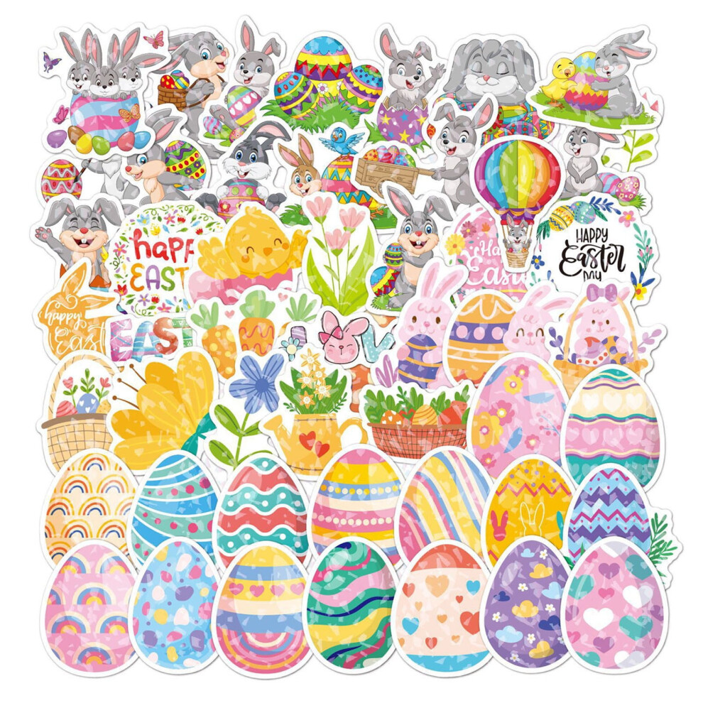 Easter Stickers Bunny Eggs Waterproof 50 Or 100 Pcs 917087702041
