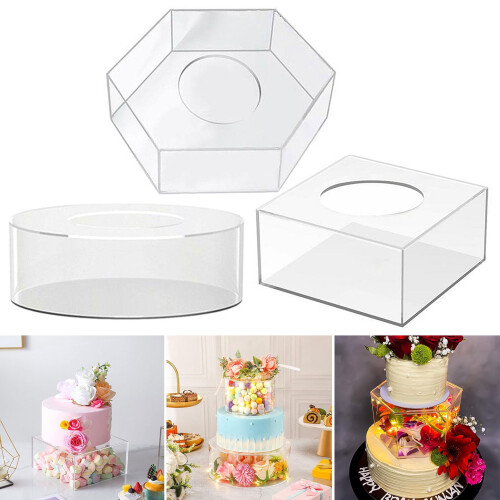 Cake Stand Round Square Hexagon Heavy Duty 3-Tier 1