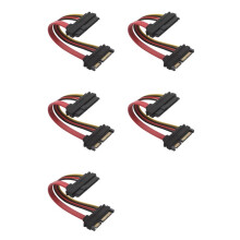5X SAS to Cable SFF-8482 29Pin to 22Pin HDD Extension with 15Pin Power Port for Hard Disk Drive