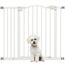 Barreira de segurança branca para cães com extensão para escadas.