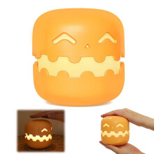 Lumină de noapte de Halloween cu dovleac, strălucire delicată și cronometru USB