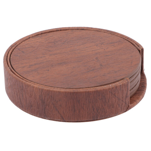Round leather coasters for drinks, set of 4