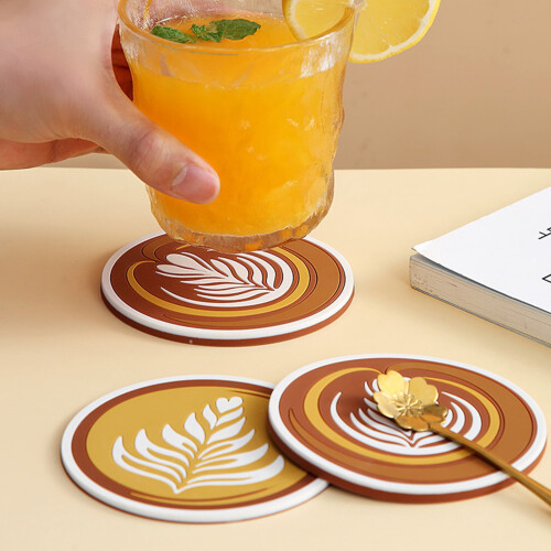 Silicone Coffee Cup Holder Pad with Flower Pattern 1 Piece