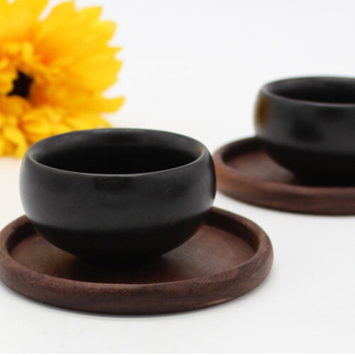 Black Walnut Wooden Coaster Round Square 2 pcs 1