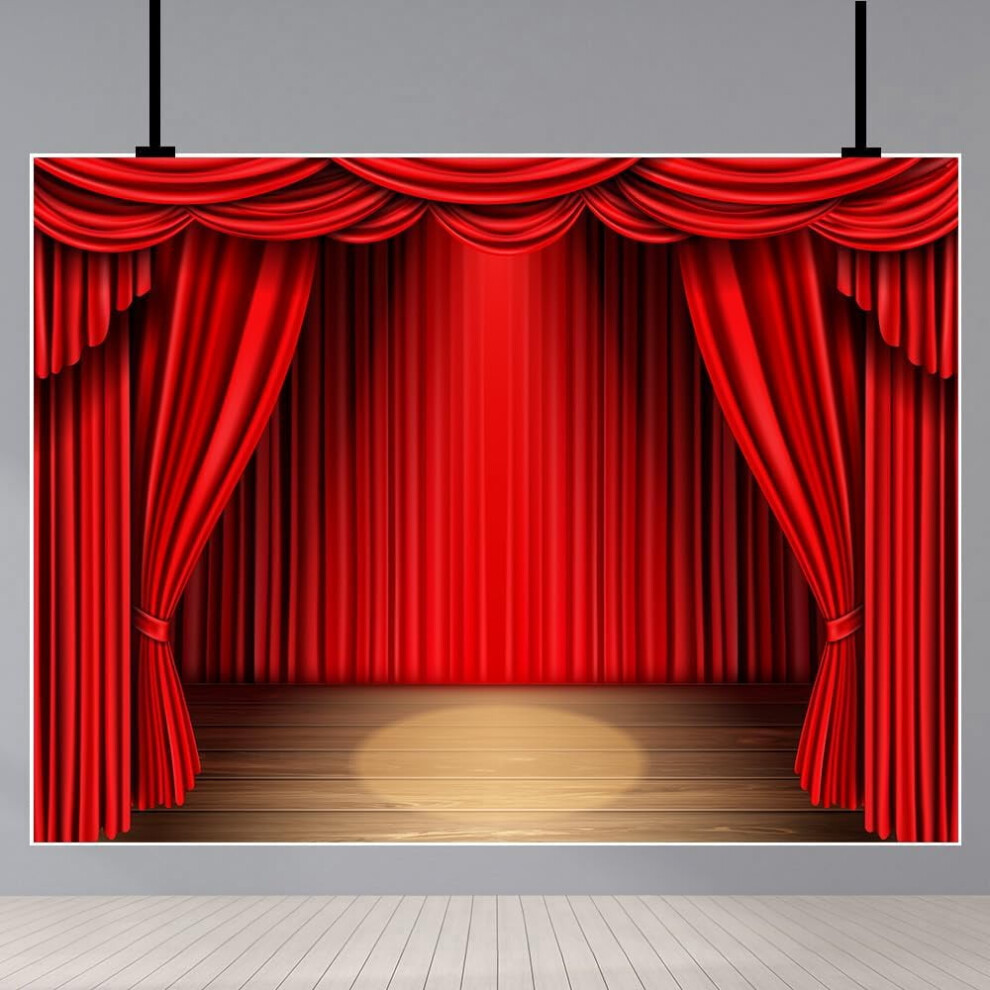 Theater Stage Backdrop With Curtains And Spotlights, 1 Red 9178400365829