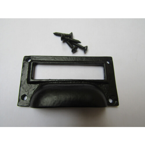 3" Small Card Holder Cup Handle Black Antique 2