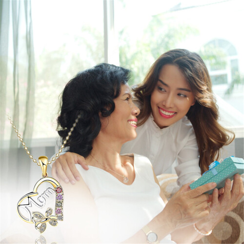 Collana da donna a forma di cuore con cristalli, 1 pezzo 1