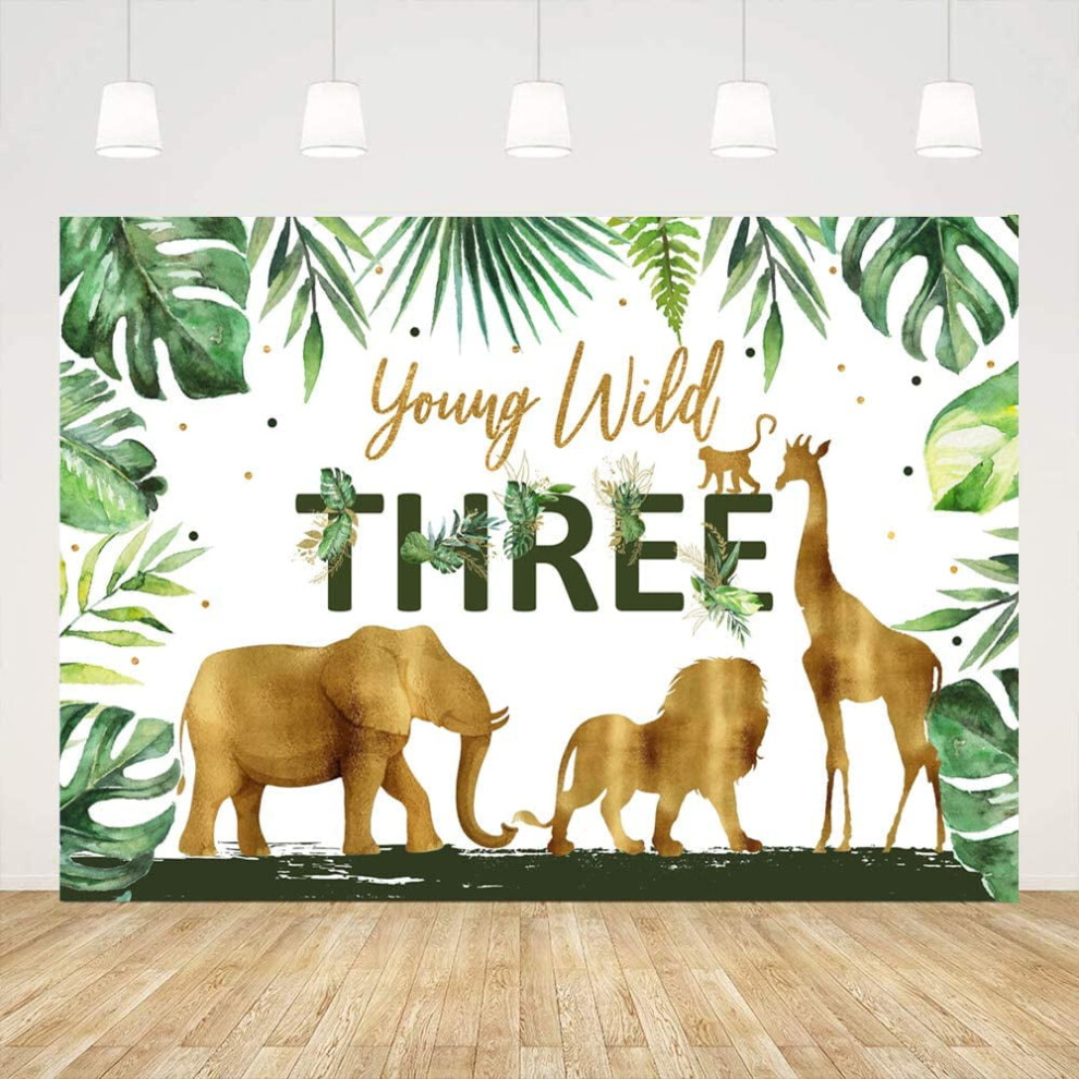 Jungle Safari Birthday Backdrop With Tropical Leaves 3Rd 9336866939484