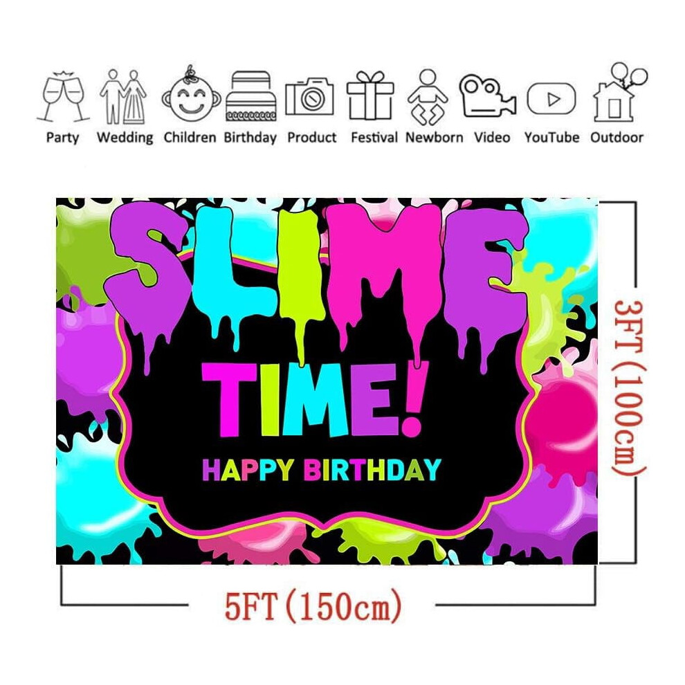 Slime Time Theme Photo Backdrop 5X3 Ft 9336866939903