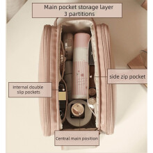 KQJQS Grote, draagbare make-uptas voor vrouwen - Multifunctionele reisorganizer voor luxe make-upkwasten en toiletartikelen