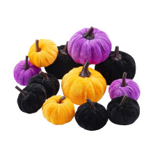 12 calabazas artificiales de terciopelo otoñal, calabazas falsas de tela, centro de mesa para fiestas de Acción de Gracias y Halloween, decoración