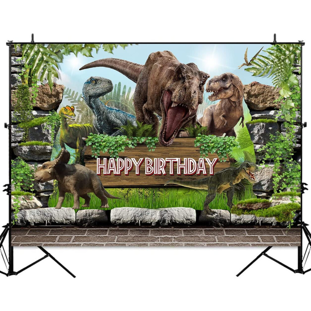 Dinosaur Birthday Backdrop 7X5 Ft Jungle Theme 9336866941609