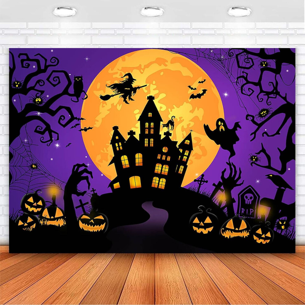 Halloween Backdrop Horror Moon Night Haunted Castle 7X10 Ft 9336866942620