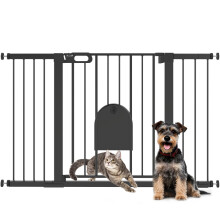 Barreira de segurança preta para animais de estimação em escadas e portas, 131 cm