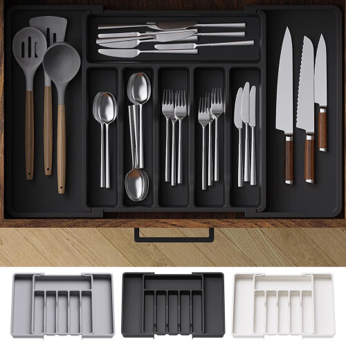 Cutlery Box Drawer Organizer Adjustable Width 1 Pack 1