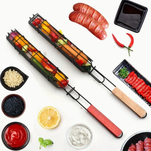 Grillklemme i rustfritt stål med låsbar grillrist 2