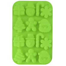 Moule en silicone festif de Noël - 14 cavités Père Noël Bonhomme de neige Sapin Canne Boîte Cadeau, moule antiadhésif de qualité alimentaire