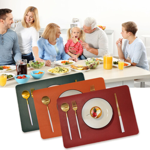 Waterproof Table Placemat Faux Leather Double-Sided 1