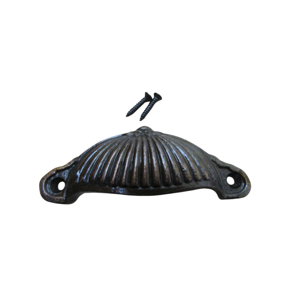 Ridged Cup Pull Handle Antique Copper 5057067980030