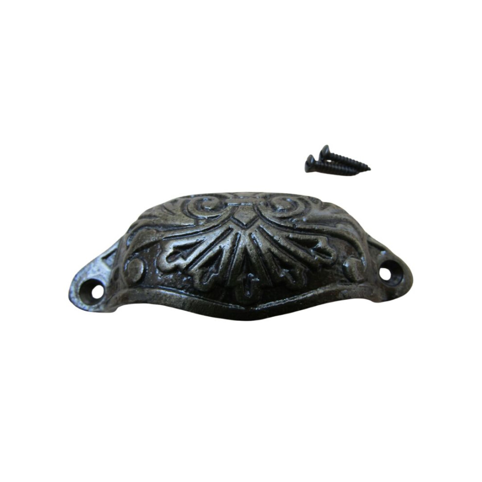 Ornate Cup Pull Handle Antique Brass 5057067535209
