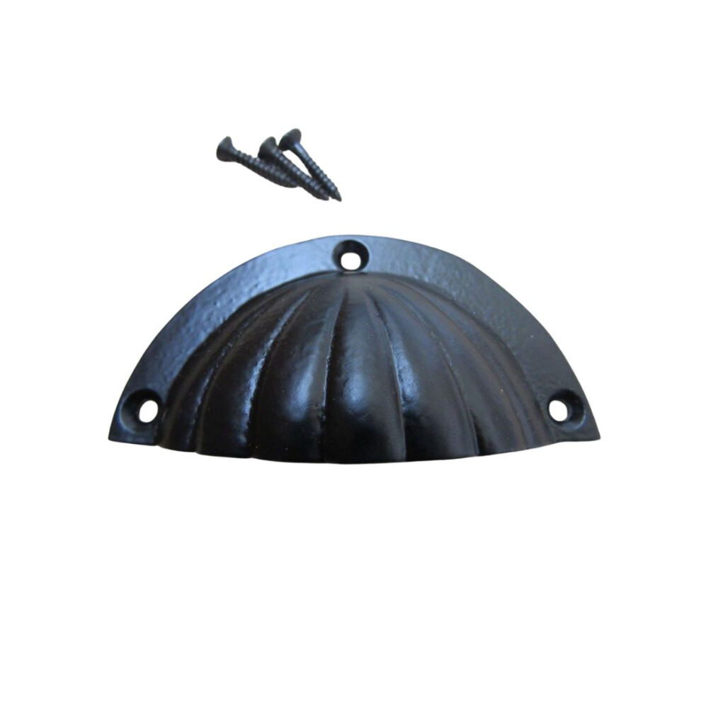 Fluted Cup Pull Handle Black On Iron 5055979723530