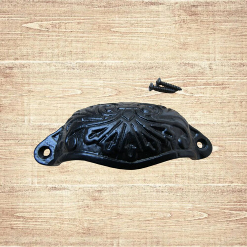 Ornate Cup Pull Handle Black Antique 1