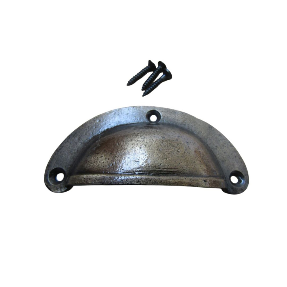 Slim Lipped Cabinet Cup Pull Handle Antique Brass 5057067900250