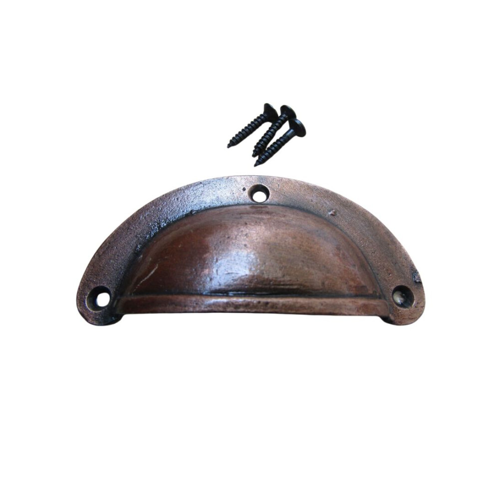 Slim Lipped Cabinet Cup Pull Handle Antique Copper 5057067900243