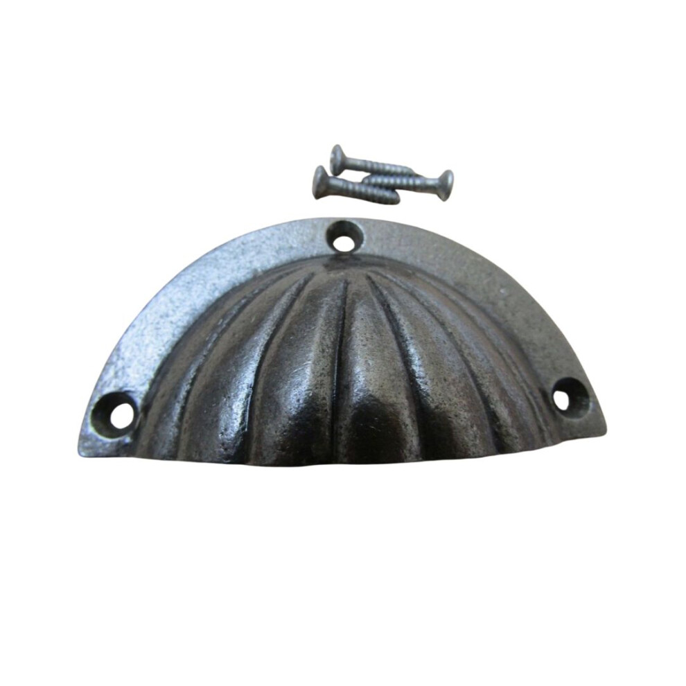 Fluted Cup Pull Handle Antique On Iron 5055979723523