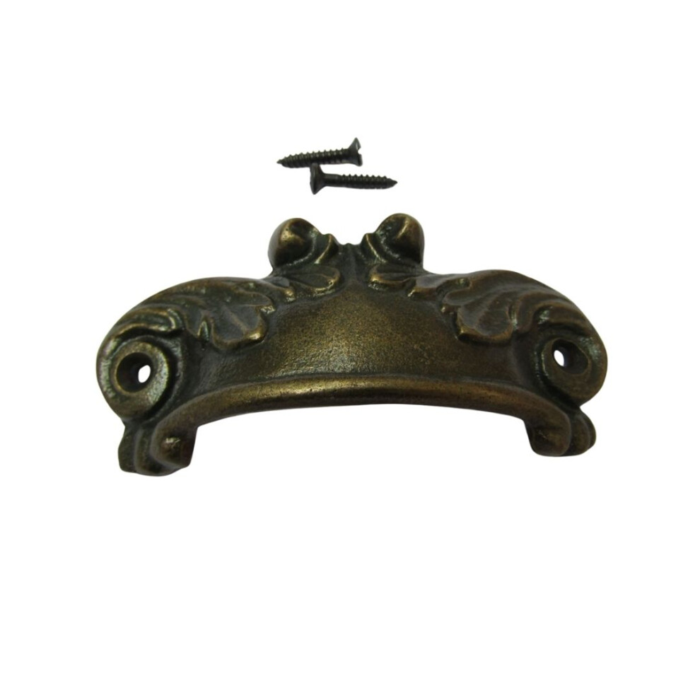 Feathered Cup Pull Handle Antique Brass 5057067905996