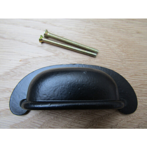 Lipped Rear Fix Cup Pull Handle Black Antique