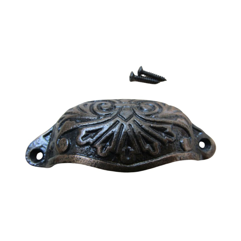 Ornate Cup Pull Handle Antique Copper 5057067535445
