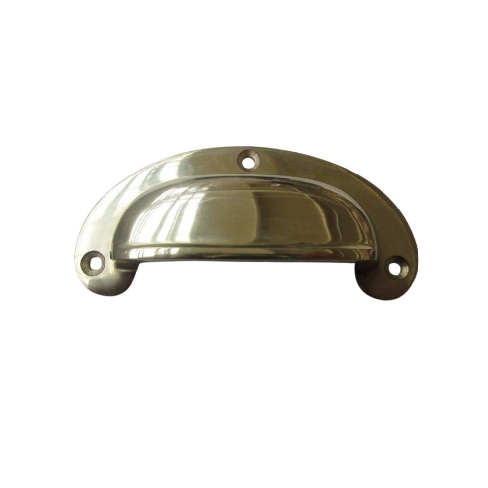 Round Lipped Cabinet Cup Pull Handle Polished Brass 5057067983383