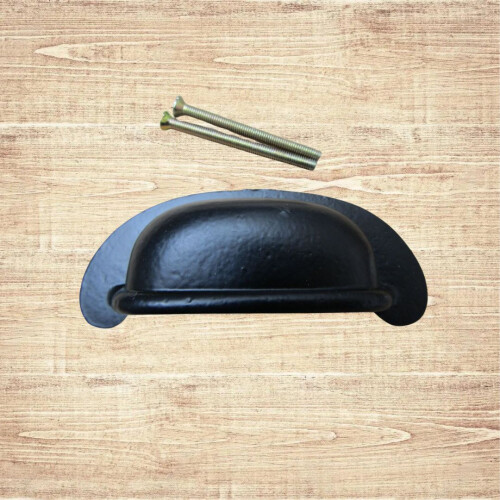 Lipped Rear Fix Cup Pull Handle Black Antique 1