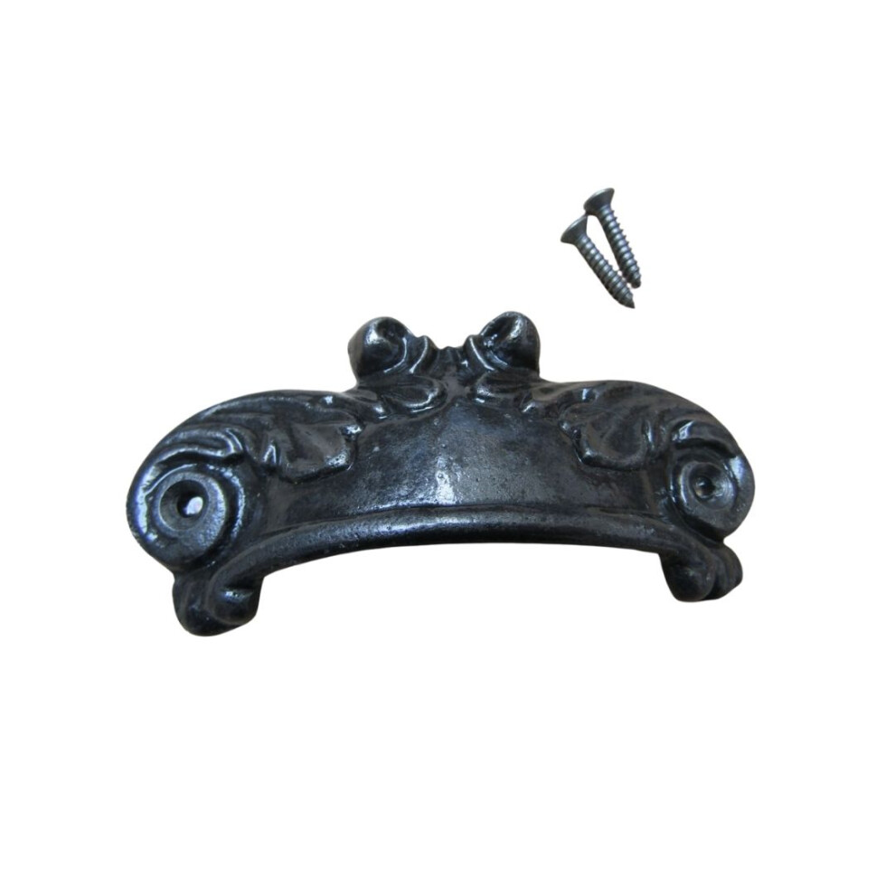 Feathered Cup Pull Handle Antique Iron 5057067537012