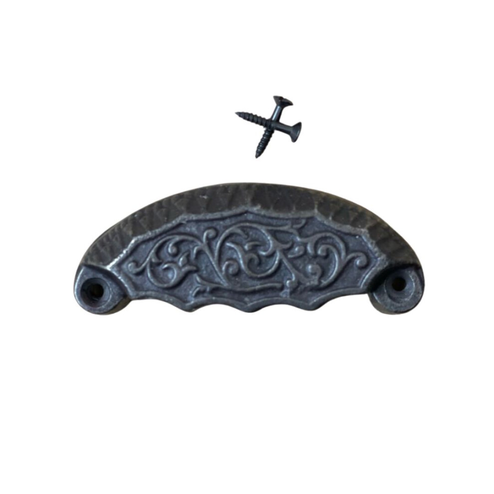 Ornate Vine Cup Pull Handle Antique Iron 5055979723127