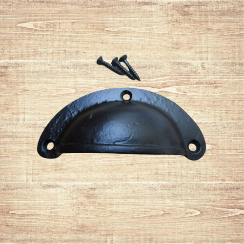 Slim Lipped Cabinet Cup Pull Handle Black Antique 1